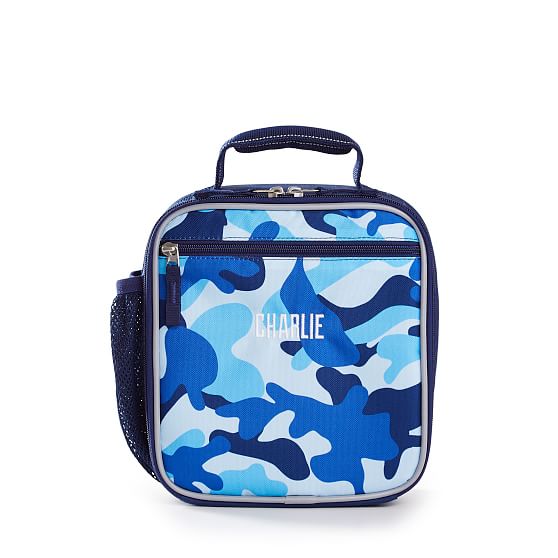 blue camo lunch bag