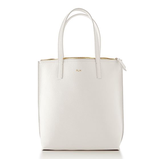 white leather handbag