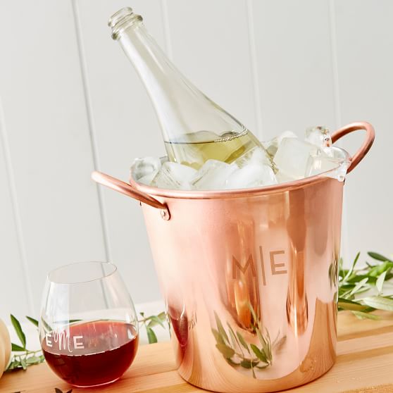 copper ice bucket with lid
