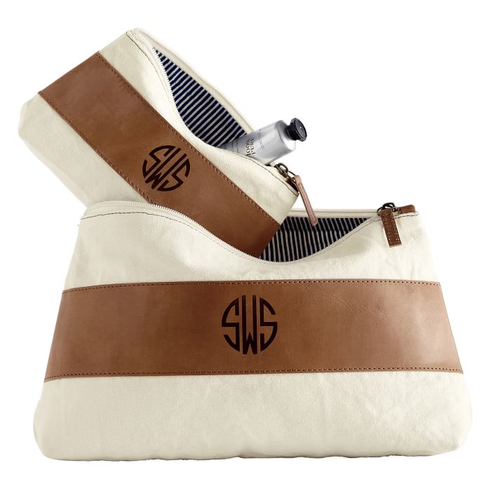 Download Monogrammed Canvas and Leather Slouch Travel Pouch | Mark ...