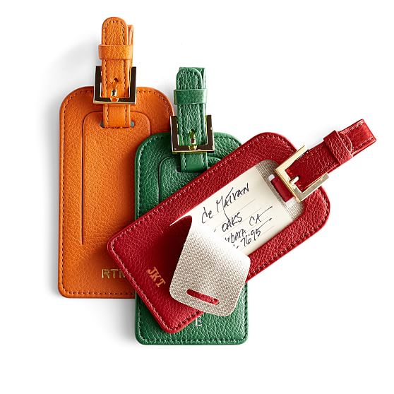 personalised leather travel tags