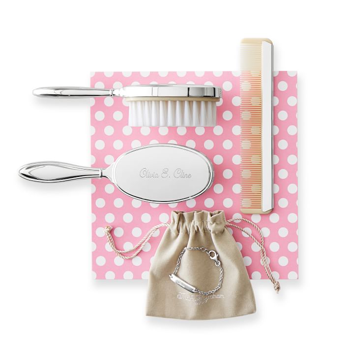 silver brush and comb set for baby girl