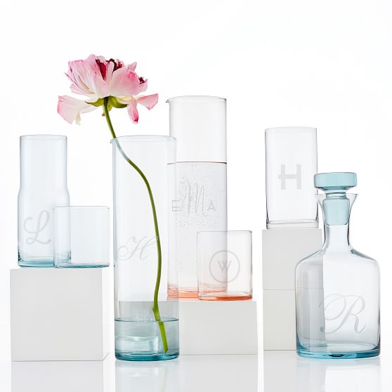 Monogrammed Everyday Glass Bedside Water Carafe Mark And Graham