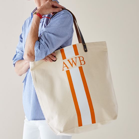 Monogrammed Hand-Painted Canvas Tote 