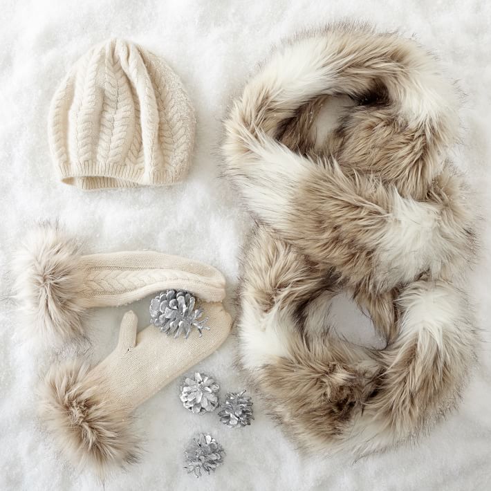 Cashmere and Faux Fur Mittens | Women's Accessories | Mark and Graham