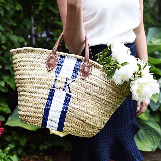 monogrammed straw tote