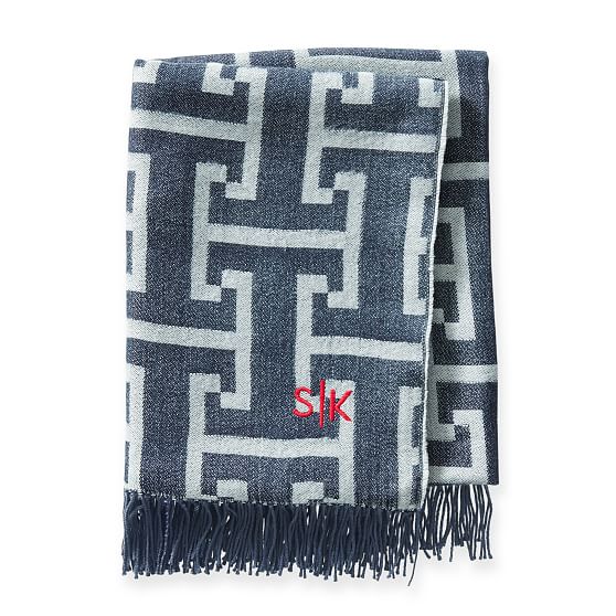 Greek Key Personalized Throw Blanket Mark and Graham