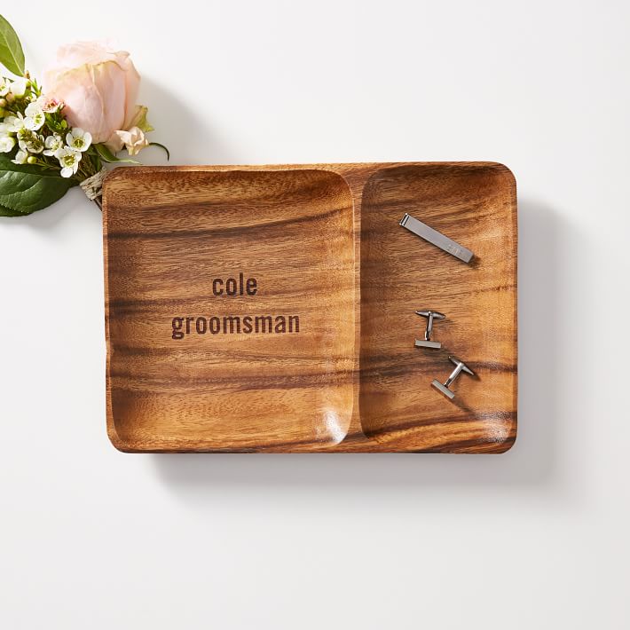 Personalized Acacia Wood Valet Tray Mark and Graham