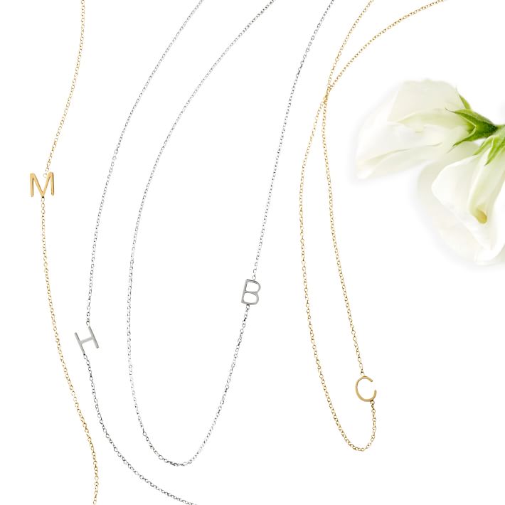maya brenner asymmetrical initial necklace