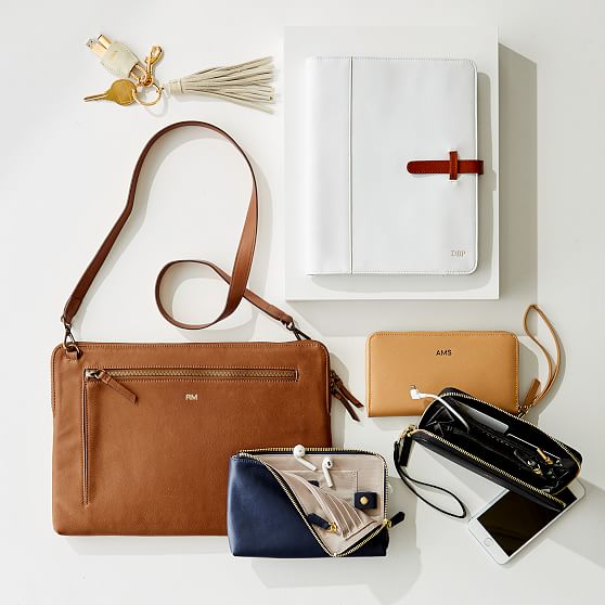 monogrammed leather laptop bolsa