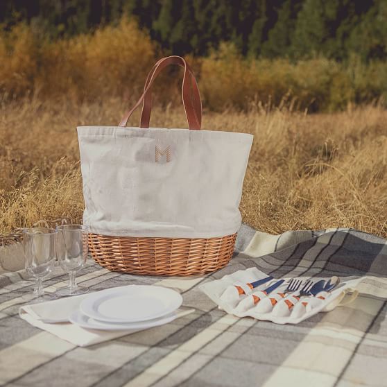 Picnic Time X X Beige Canvas Picnic Basket In The Bags Backpacks Department  At