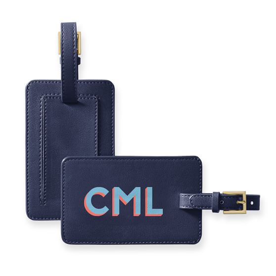 Fillmore Vegan Leather Luggage Tag, Red, Monogrammed