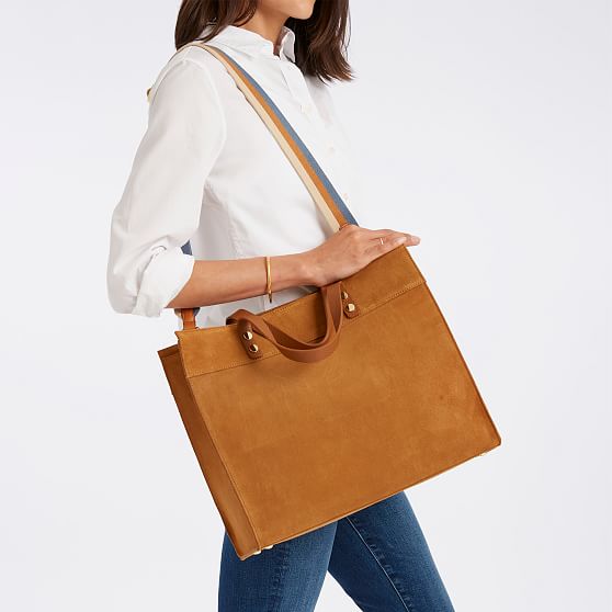 tan suede tote bag