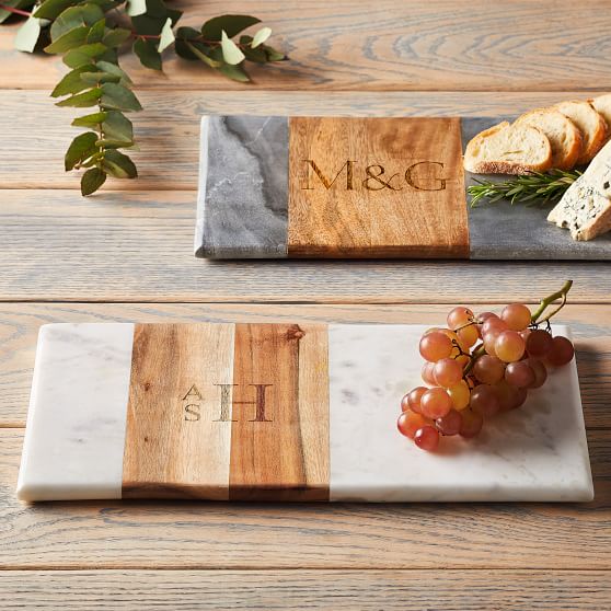 Maison Magnolia Marble Cheese Board Pastry Board 10” Round Cutting Board White Marble Slab with Acacia Wood for Charcuterie Meats Breads as Serving Trays 