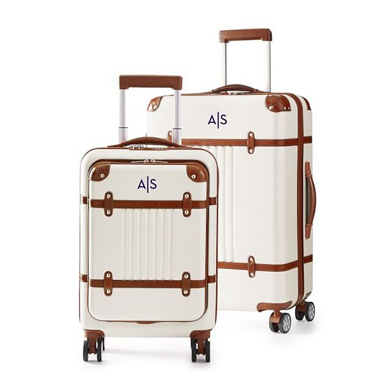 white and brown carry on