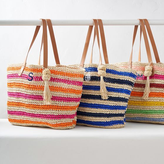 Colorful Stripe Straw Tote | Mark and Graham