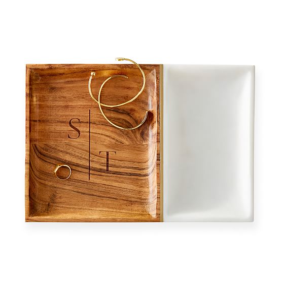 Wood and Marble Valet Tray | Personalized Tray | Mark and Graham