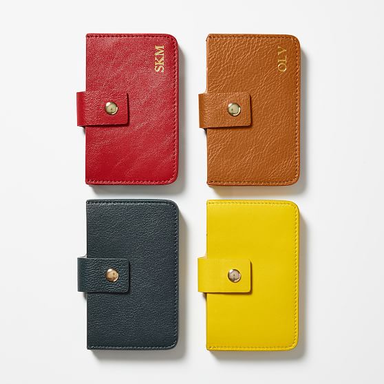 Monogrammed Leather Accordion Card Holder Mark and Graham