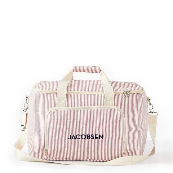 Pinstripe Zip Top Cooler Box Tote Mark and Graham