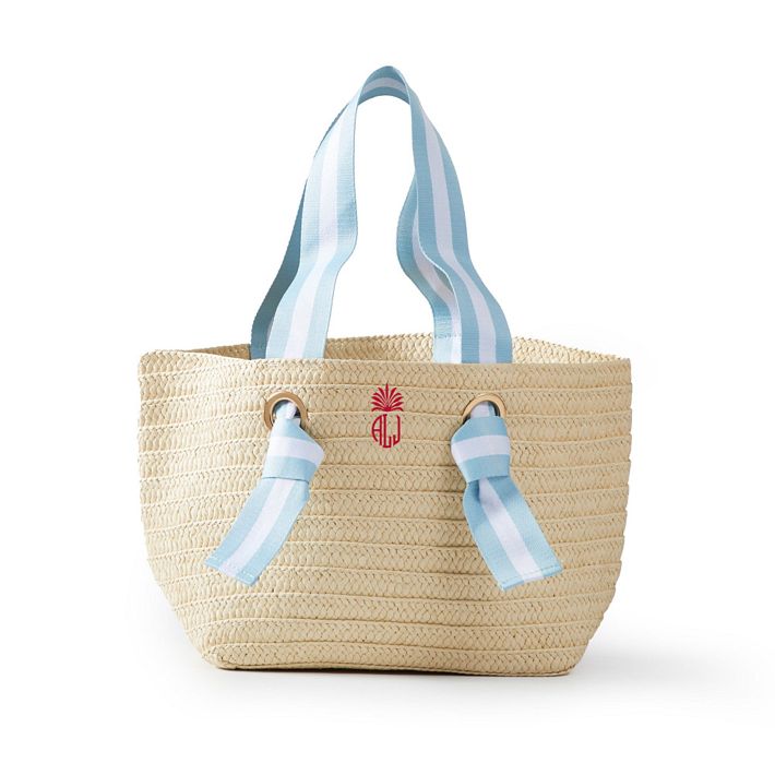 White Zipper Double Handle Large Straw Bag Vacation and Beach Bag