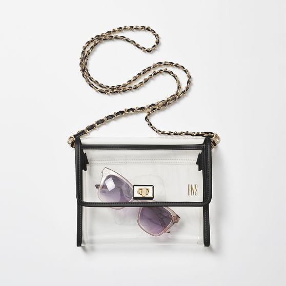 Monogrammed Clear Crossbody Bag with Chain Mark and Graham