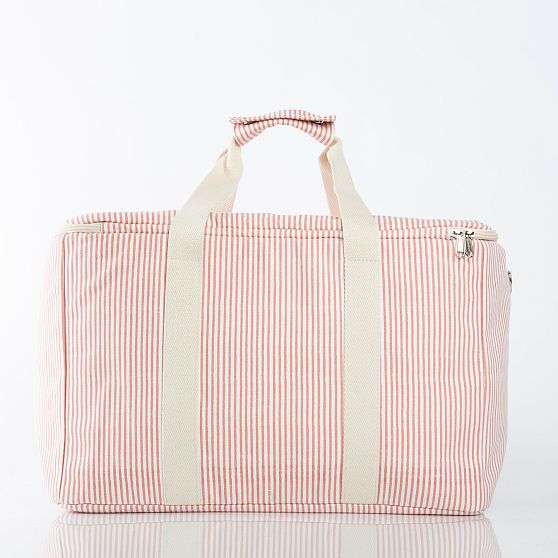 Pinstripe Zip Top Cooler Box Tote Mark and Graham