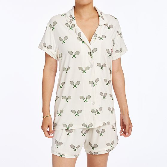 2 Piece Split Short Pajama Set - Women's Summer Lounge & Sleepwear