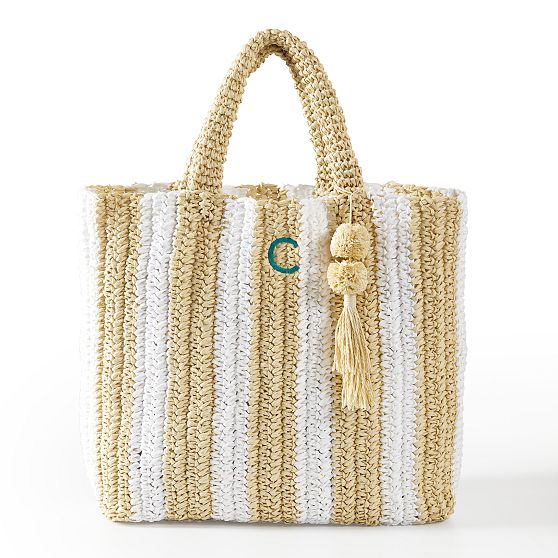 Cabana Stripe Straw Beach Tote | Mark and Graham