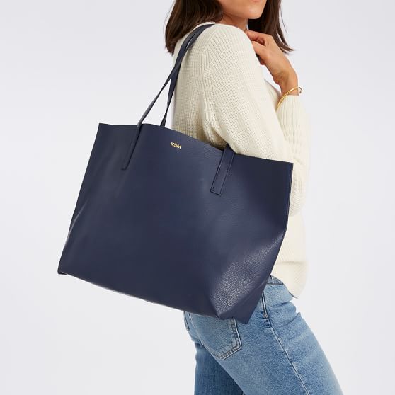 Everyday Leather Tote Bag - with Italian Calfskin Detailed Lining