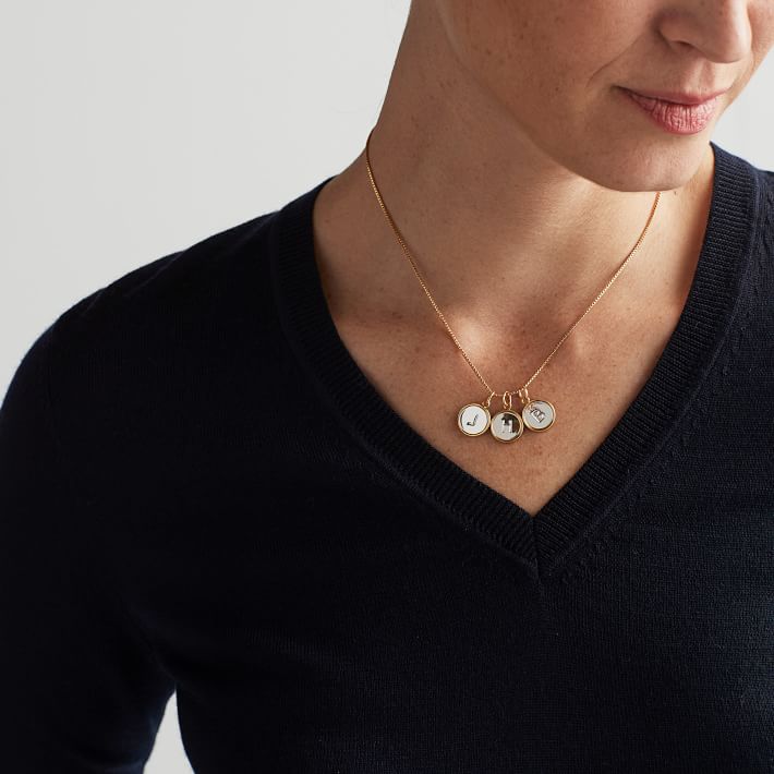 Stamped Initial Charm Necklace Mark and Graham