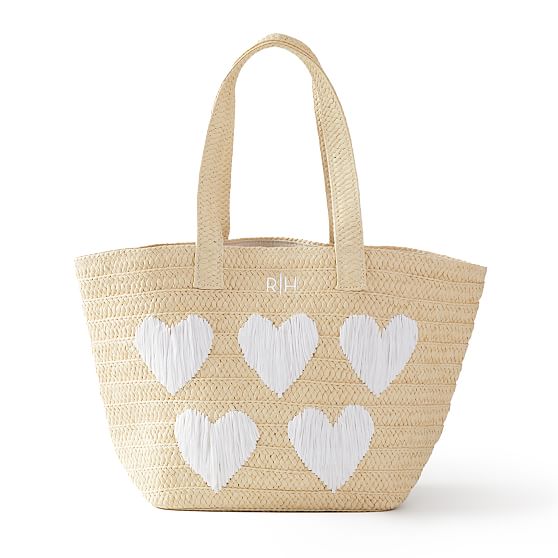 Personalized Heart Bag Straw Heart Bag Personalized Beach 