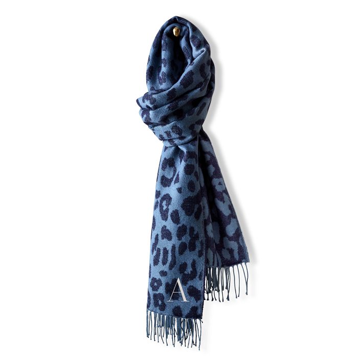 Monogrammed Leopard Blanket Scarf Mark and Graham