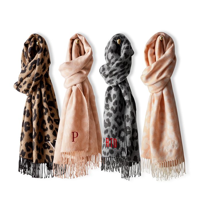 Monogrammed Leopard Scarf