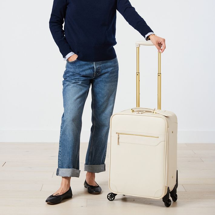 Leather Carry On Luggage with Wheels for Men