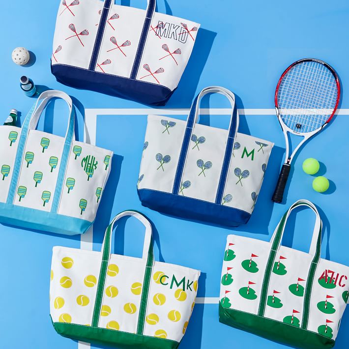 Personalized Tennis Monogram Large Canvas Tote Bag