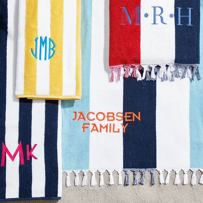 striped Beach Towel. Personalized Towel, Monogram Embroidered Kids Towels,  Fun in The Sun, Bath Towel - Yahoo Shopping