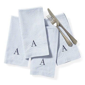 Seersucker Dinner Napkins, Set of 4 - Cloth Napkins