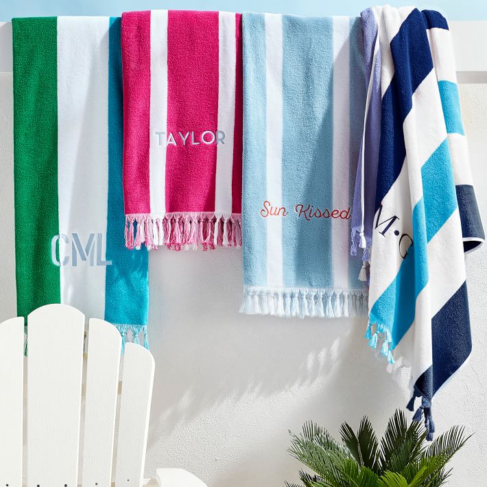 striped Beach Towel. Personalized Towel, Monogram Embroidered Kids Towels,  Fun in The Sun, Bath Towel - Yahoo Shopping