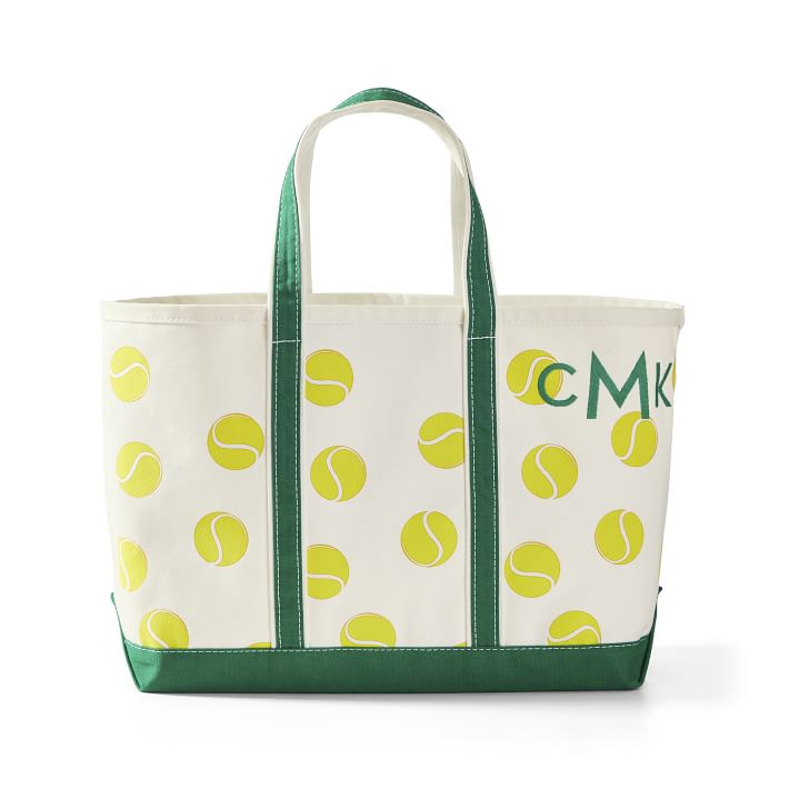 Personalized Tennis Monogram Large Canvas Tote Bag