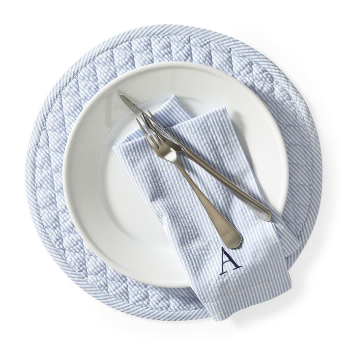 Seersucker Dinner Napkins, Set of 4 - Cloth Napkins