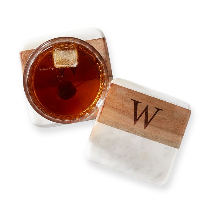 Customizable Wooden Square Coasters - Monogram - Set of 4 Coasters Only