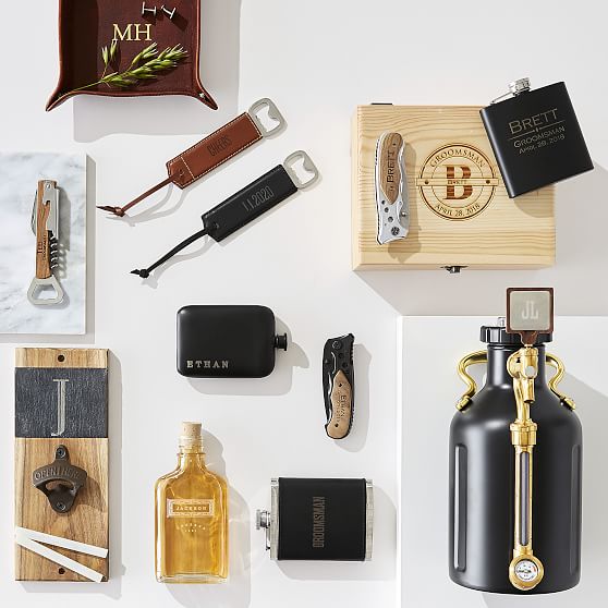Personalized Flask & Pocket Knife Groomsmen Gift Set (Gift Boxed)