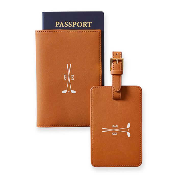 Printed leather passport holder