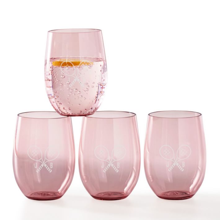 Monogrammed Acrylic Stemless Wine Glasses (Set of 4)