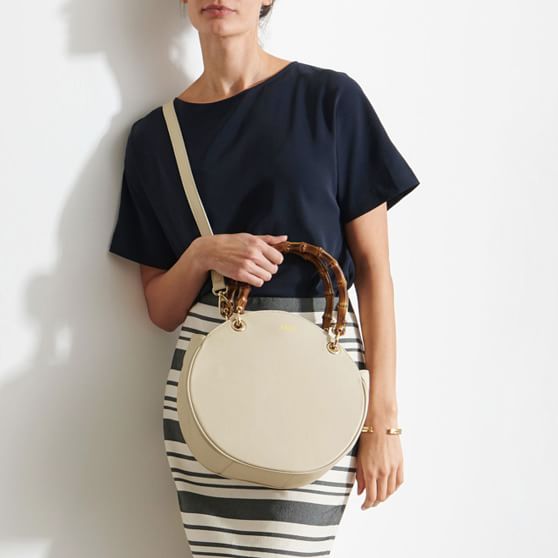 Monogrammed Bamboo Elisabetta Round Crossbody Bag