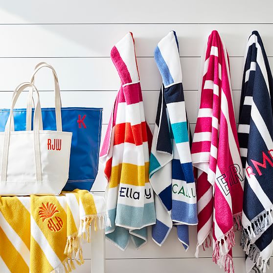 striped Beach Towel. Personalized Towel, Monogram Embroidered Kids Towels,  Fun in The Sun, Bath Towel - Yahoo Shopping