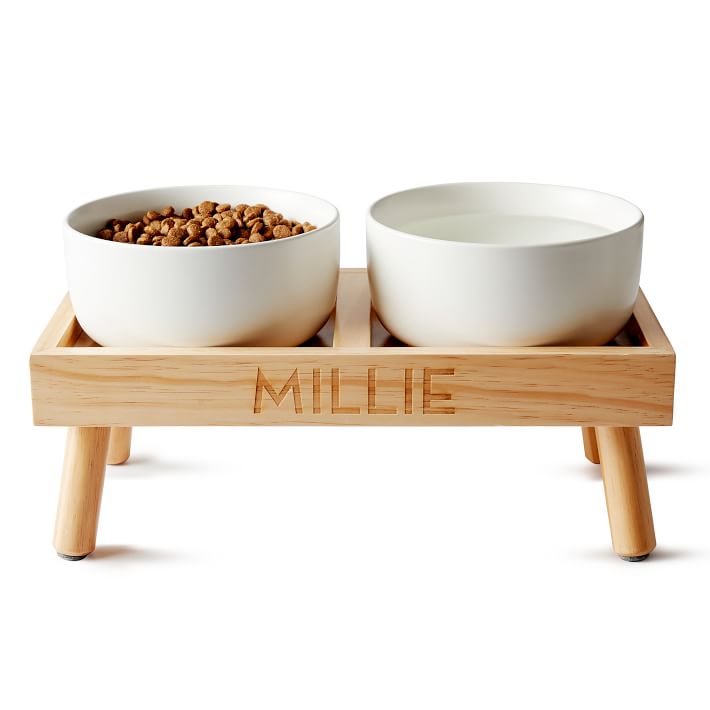 Dog Stand With Bowl Personalized Dog Stand Elevated Feeder Medium Large Dogs  Modern Pet Bowl Wood Dog Stand Ceramic Dog Bowls 