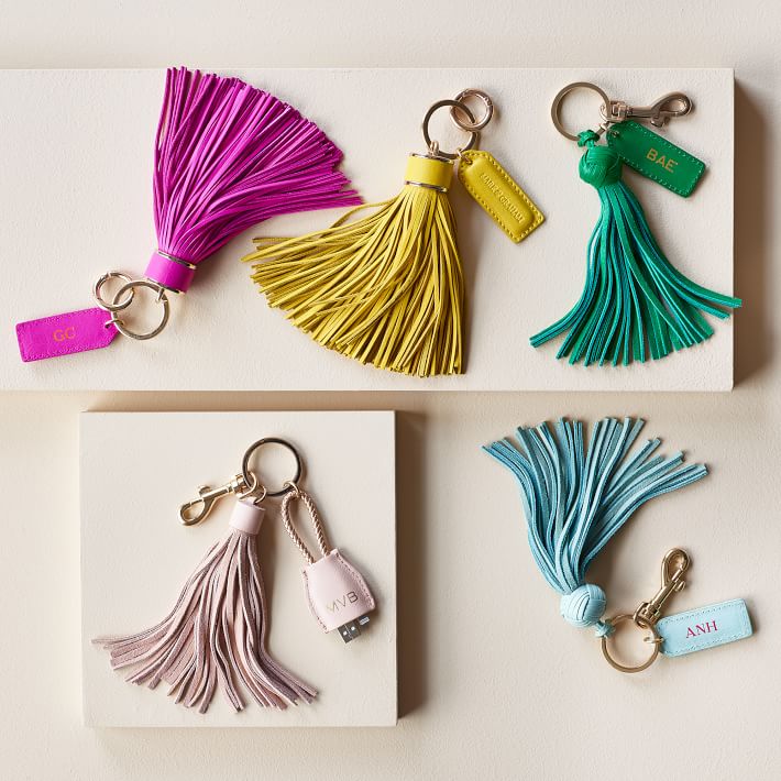 Personalized Gift Leather Tassel Keychain Name For Her
