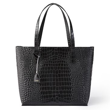 Mark and Graham Everyday Italian Croc embossed leather tote Bag Handbag  black