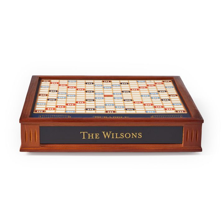 Wooden Board Game Box Scrabble Chess Checkers Dominoes